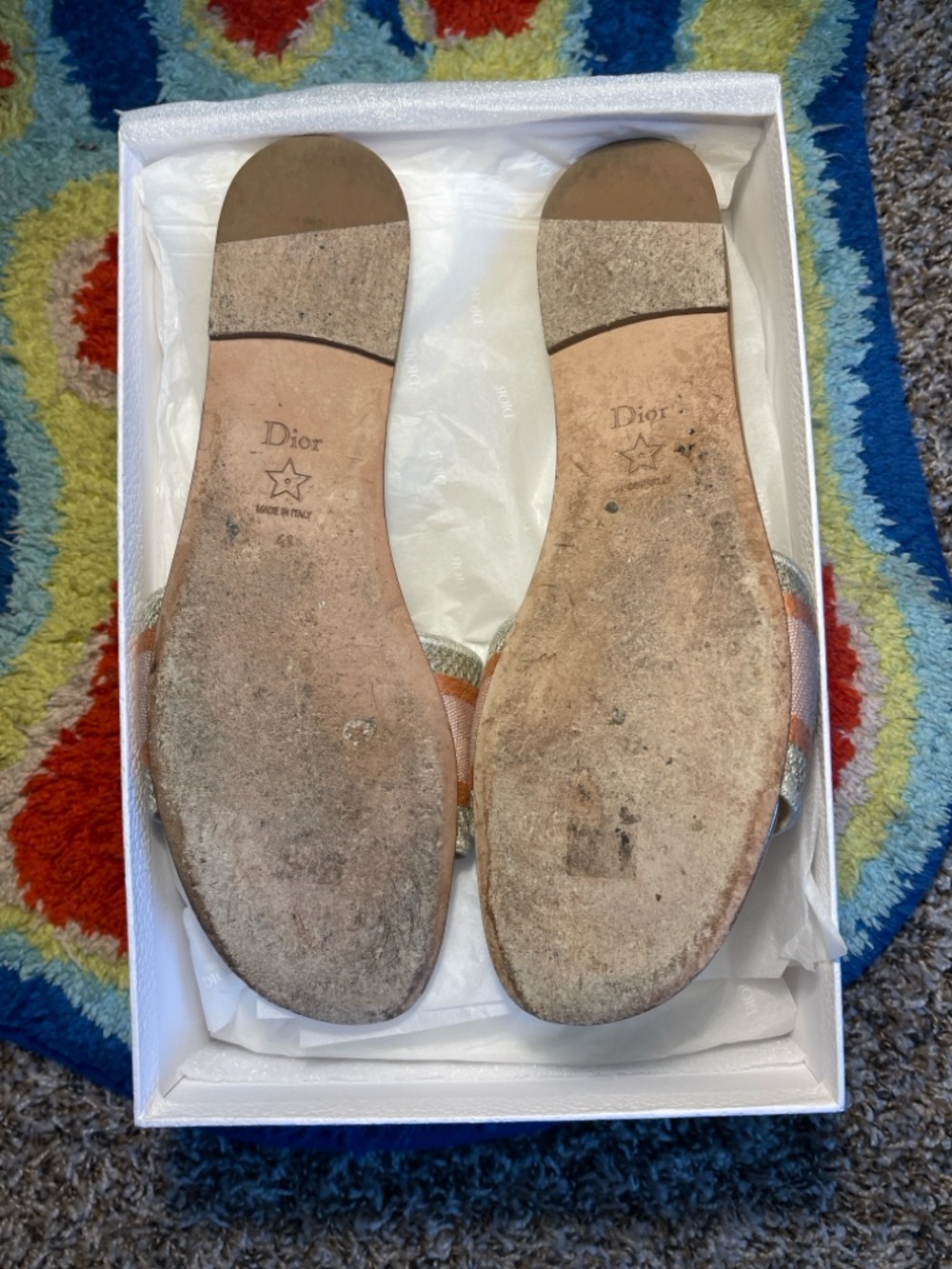 Dior Gold and Beige Christian Dior Slide Sandals - Picture 3 of 5